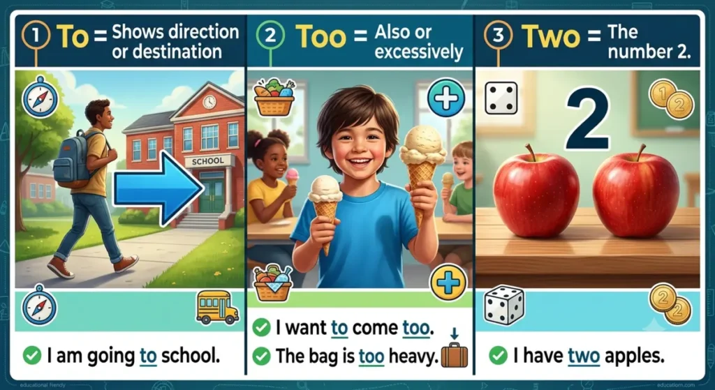 To Too Two Difference