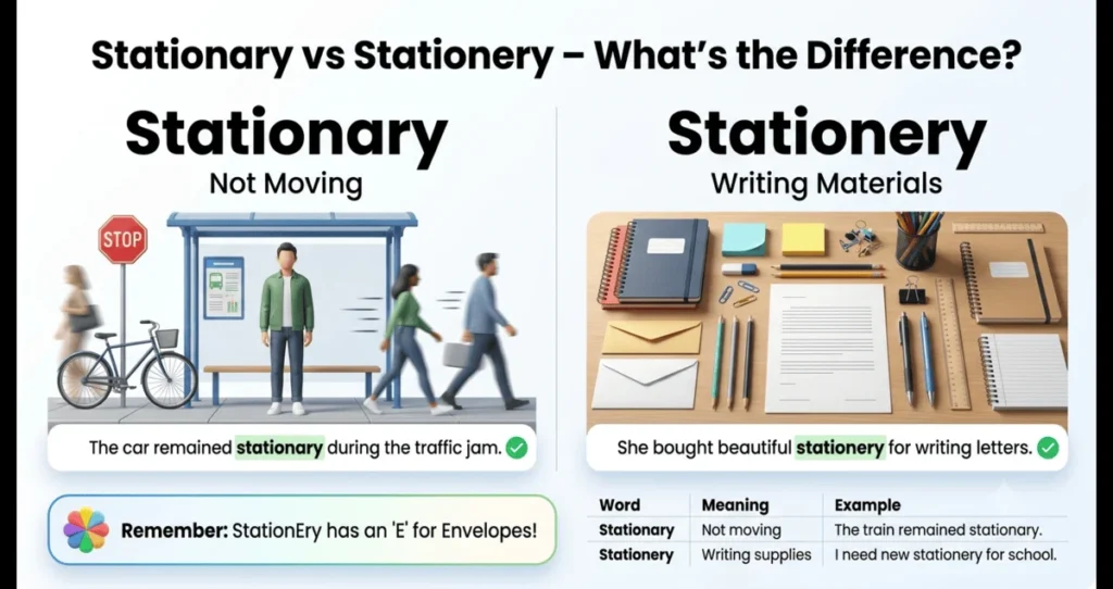 Stationary vs Stationery